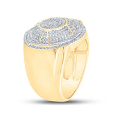 10kt Yellow Gold Mens Round Diamond Circle Ring 3/4 Cttw