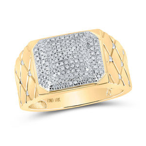 10kt Yellow Gold Mens Round Diamond Cluster Ring 1/2 Cttw