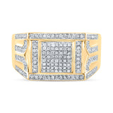 10kt Yellow Gold Mens Round Diamond Square Ring 3/8 Cttw