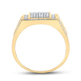 10kt Yellow Gold Mens Round Diamond Square Ring 3/8 Cttw