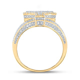 10kt Two-tone Gold Mens Round Diamond T Initial Letter Ring 1-1/5 Cttw