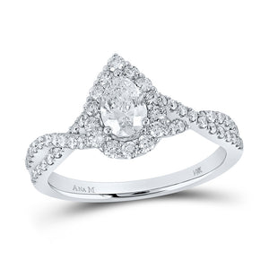 14kt White Gold Pear Diamond Solitaire Bridal Wedding Engagement Ring 1 Cttw