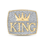 10kt Yellow Gold Mens Round Diamond KING Crown Ring 10-1/2 Cttw