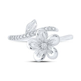 10kt White Gold Womens Round Diamond Flower Band Ring 1/12 Cttw