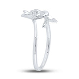 10kt White Gold Womens Round Diamond Flower Band Ring 1/12 Cttw