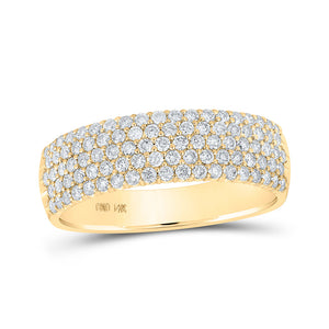 14kt Yellow Gold Womens Round Diamond Pave Machine-set Band Ring 3/4 Cttw