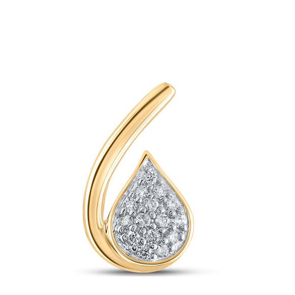 10kt Yellow Gold Womens Round Diamond Teardrop Pendant 1/10 Cttw