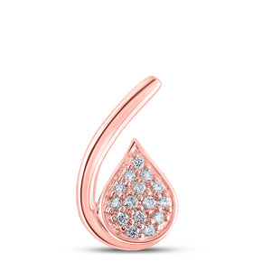 10kt Rose Gold Womens Round Diamond Teardrop Pendant 1/10 Cttw