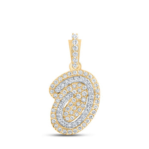 10kt Yellow Gold Womens Round Diamond O Initial Letter Pendant 1/5 Cttw