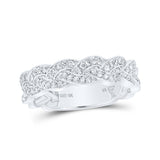 10kt White Gold Womens Round Diamond Braid Band Ring 1/3 Cttw