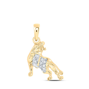 10kt Yellow Gold Womens Round Diamond Lion Zodiac Pendant 1/12 Cttw