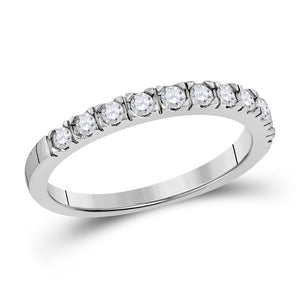 14kt White Gold Womens Round Diamond Slender 3mm Wedding Band 1/3 Cttw