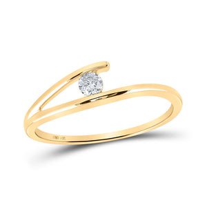 14kt Yellow Gold Womens Round Diamond Solitaire Promise Ring 1/10 Cttw