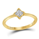 Yellow-tone Sterling Silver Womens Round Diamond Square Cluster Ring .01 Cttw