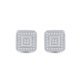 10kt White Gold Womens Round Diamond Square Earrings 1/6 Cttw