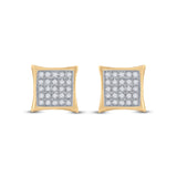 Yellow-tone Sterling Silver Womens Round Diamond Kite Square Earrings 1/6 Cttw