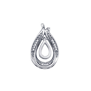 10kt White Gold Womens Round Diamond Teardrop Pendant 1/20 Cttw