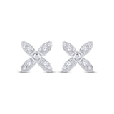 14kt White Gold Womens Round Diamond X Fashion Earrings 1/4 Cttw