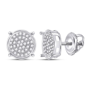 10kt White Gold Womens Round Diamond Circle Earrings 1/8 Cttw