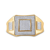 10kt Yellow Gold Mens Round Diamond Square Cluster Ring 1/3 Cttw