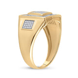 10kt Yellow Gold Mens Round Diamond Square Cluster Ring 1/3 Cttw