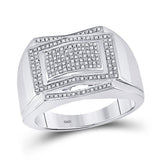 Sterling Silver Mens Round Diamond Cluster Ring 1/5 Cttw