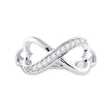 Sterling Silver Womens Round Diamond Infinity Fashion Band Ring 1/10 Cttw