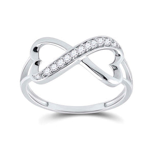 Sterling Silver Womens Round Diamond Infinity Fashion Band Ring 1/10 Cttw