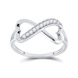 Sterling Silver Womens Round Diamond Infinity Fashion Band Ring 1/10 Cttw