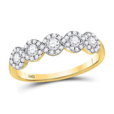 14kt Yellow Gold Womens Round Diamond 5-stone Ring 1/2 Cttw