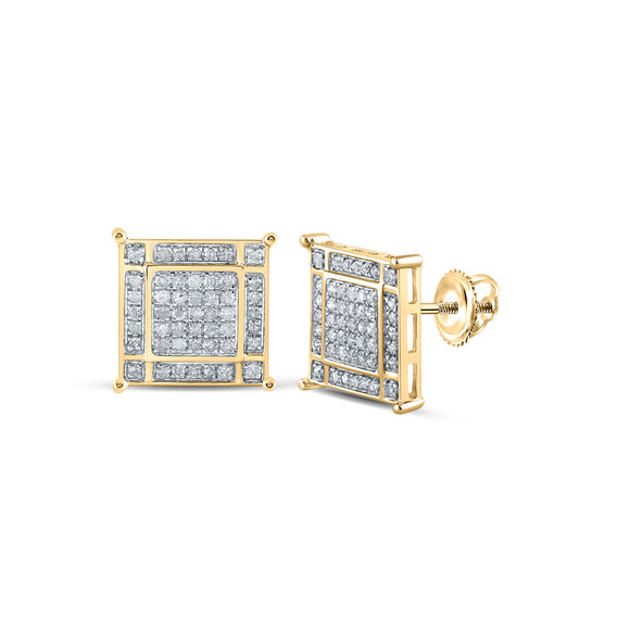 10kt Yellow Gold Round Diamond Square Earrings 5/8 Cttw