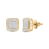 10kt Yellow Gold Round Diamond Square Earrings 1/4 Cttw