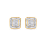 10kt Yellow Gold Round Diamond Square Earrings 1/4 Cttw