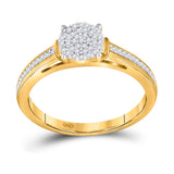 10kt Yellow Gold Round Diamond Cluster Bridal Wedding Engagement Ring 1/5 Cttw